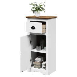 Berkfield Home Bathroom Cabinet BODO White & Brown 44x30x90 cm - Size: 44 x 30 x 90 cm - thumbnail 1