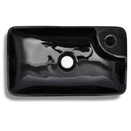 Berkfield Home Elegant Ceramic Bathroom Sink Basin with Faucet Hole Black - thumbnail 4
