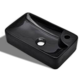 Berkfield Home Elegant Ceramic Bathroom Sink Basin with Faucet Hole Black - thumbnail 3