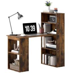 FURNOS Industrial Rustic 120CM Computer Desk With 6 Storage Shelves in Brown - thumbnail 6