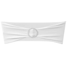 Berkfield Home 25 pcs White Stretchable Decorative Chair Band with Diamond Buckle - thumbnail 1