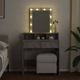 Berkfield Home Beautiful Dressing Table with LED Concrete Grey 80x41x144.5 cm