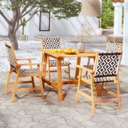 Berkfield Home 5 Piece Garden Dining Set Solid Acacia Wood in Brown - thumbnail 1