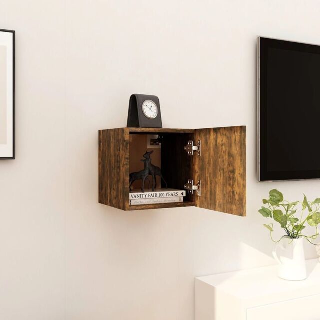 Berkfield Home Wall Mounted TV Cabinet Smoked Oak 30.5x30x30 cm in Brown - image 1