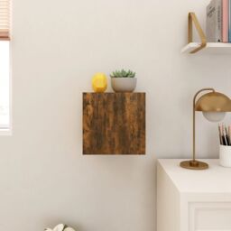 Berkfield Home Wall Mounted TV Cabinet Smoked Oak 30.5x30x30 cm in Brown - thumbnail 4