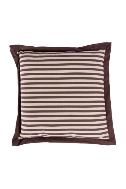 Homescapes Handmade Striped Seat Pad Soft Cotton Dining Chair Cushion in Brown - Size: 40 cm x 40 cm - image 1