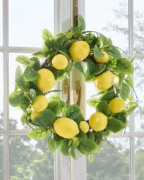 Dibor Classic Lemon Summer Door Wreath, Spring Wreath 50cm in Yellow