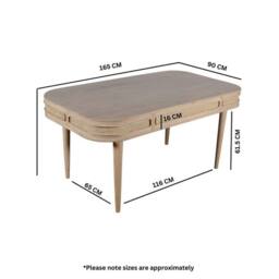 Indian Hub Valencia 6 Seater Dining Table - Mango Wood - L90 x W165 x H78 cm in Light Brown - thumbnail 4