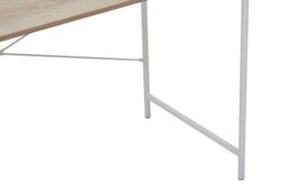Orsina White Metal Frame Natural Oak Desk, Cross Pattern Supported Desk, Minimalist Office Table With Ample Space - thumbnail 6