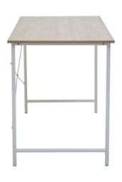 Orsina White Metal Frame Natural Oak Desk, Cross Pattern Supported Desk, Minimalist Office Table With Ample Space - thumbnail 3