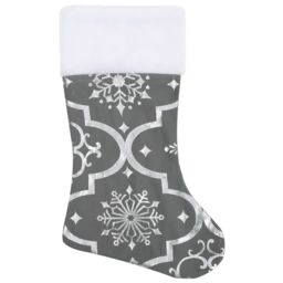 Berkfield Home Luxury Christmas Tree Skirt with Sock Grey 122 cm Fabric - thumbnail 4
