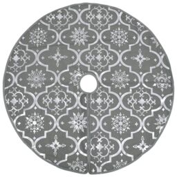 Berkfield Home Luxury Christmas Tree Skirt with Sock Grey 122 cm Fabric - thumbnail 3