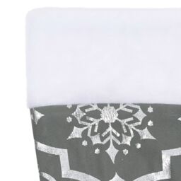 Berkfield Home Luxury Christmas Tree Skirt with Sock Grey 122 cm Fabric - thumbnail 6