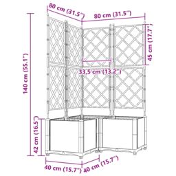 Berkfield Home Garden Planter with Trellis 3 pcs Brown 80x80x143 cm - Size: 80 x 80 x 143 cm - thumbnail 7
