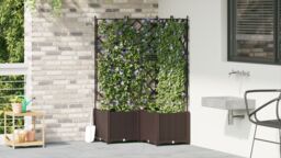 Berkfield Home Garden Planter with Trellis 3 pcs Brown 80x80x143 cm - Size: 80 x 80 x 143 cm - thumbnail 3