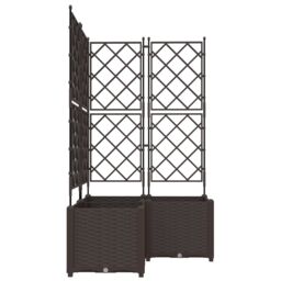 Berkfield Home Garden Planter with Trellis 3 pcs Brown 80x80x143 cm - Size: 80 x 80 x 143 cm - thumbnail 4