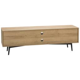 Wyld and Coco 60-inch TV Stand in Light Brown and White - 2 Cabinets 2 Open Shelves - thumbnail 5