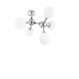 Netlighting Nodi Bianco 5 Light Molecular Ceiling Flush Light Chrome E14 in Grey