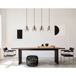 Netlighting Underwood Bar Pendant Wood Look Smoke Glass Shade 4x E27 in Brown - thumbnail 5