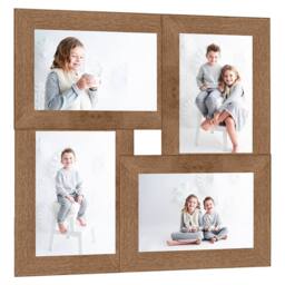 Berkfield Home Collage Photo Frame for 4x(13x18 cm) Picture Light Brown MDF - Size: 13x18 cm - thumbnail 2
