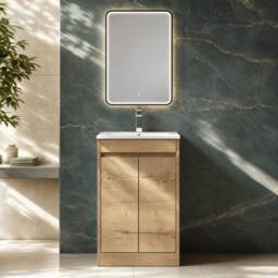 Balterley Chartley 2 Door Vanity Unit, Minimalist Basin, 500mm, Autumn Oak in Brown - thumbnail 6