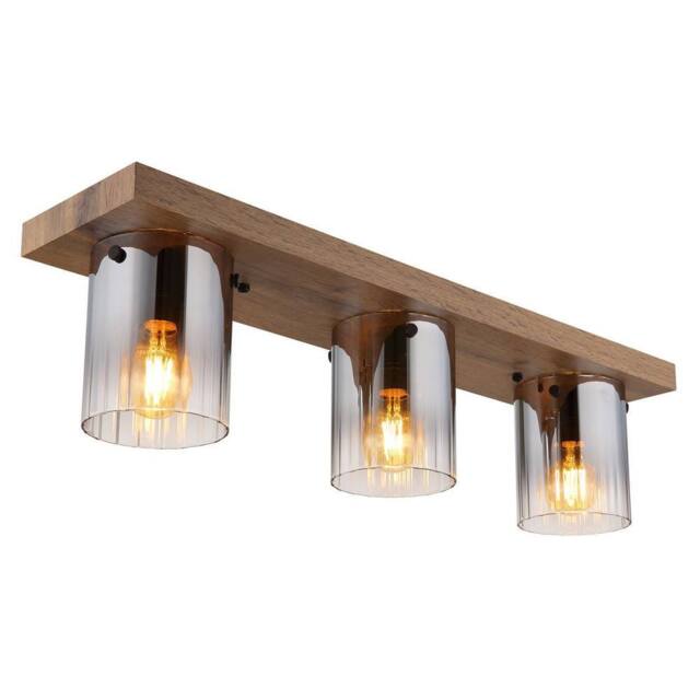 Netlighting Underwood Cluster Ceiling Light Wood Look Smoke Glass 3x E27 in Brown - image 1