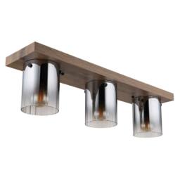 Netlighting Underwood Cluster Ceiling Light Wood Look Smoke Glass 3x E27 in Brown - thumbnail 2