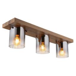 Netlighting Underwood Cluster Ceiling Light Wood Look Smoke Glass 3x E27 in Brown - thumbnail 1