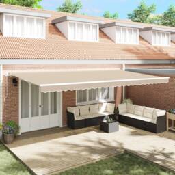 Berkfield Home Manual Retractable Awning Beige 600x300 cm - thumbnail 1