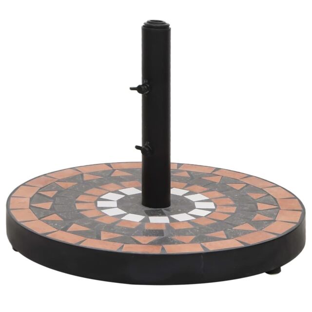 Berkfield Home Parasol Base Terracotta & White Round 12 kg in Brown - image 1
