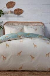 Fusion 'Milo Giraffe' Easy Care Reversible Duvet Cover Set in Duck Egg Blue - Size: Double - thumbnail 5