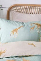Fusion 'Milo Giraffe' Easy Care Reversible Duvet Cover Set in Duck Egg Blue - Size: Double - thumbnail 2
