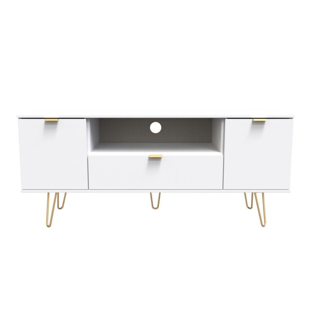 Ready Assembled 2 U Fuji 2 Door 1 Drawer Wide TV Unit (Ready Assembled) in White - image 1