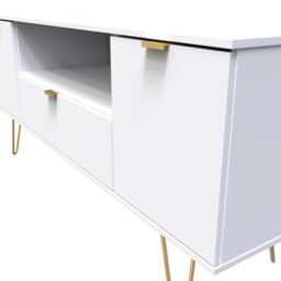 Ready Assembled 2 U Fuji 2 Door 1 Drawer Wide TV Unit (Ready Assembled) in White - thumbnail 4