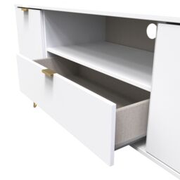 Ready Assembled 2 U Fuji 2 Door 1 Drawer Wide TV Unit (Ready Assembled) in White - thumbnail 5