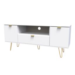 Ready Assembled 2 U Fuji 2 Door 1 Drawer Wide TV Unit (Ready Assembled) in White - thumbnail 3