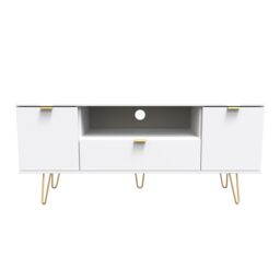 Ready Assembled 2 U Fuji 2 Door 1 Drawer Wide TV Unit (Ready Assembled) in White - thumbnail 1