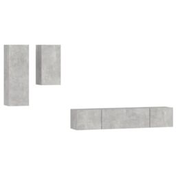 Berkfield Home 4 Piece TV Cabinet Set Concrete Grey Engineered Wood - thumbnail 2