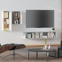 Berkfield Home 4 Piece TV Cabinet Set Concrete Grey Engineered Wood - thumbnail 3