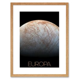 "Artery8 Wall Art Print NASA Our Solar System Europa Jupiter's Moon Ice Surface Artwork Framed 9X7 Inch in Beige - Size: W7"" x H9""" - thumbnail 1