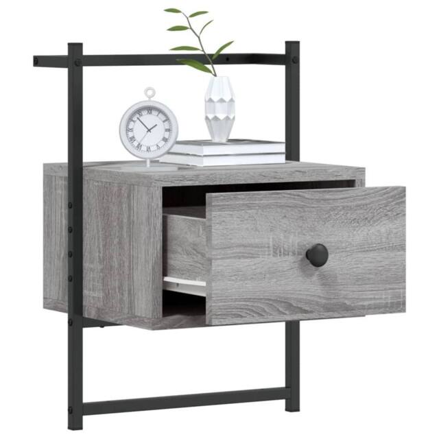 Berkfield Home Decorative Bedside Cabinet Wall-mounted Grey Sonoma 35x30x51 cm E - Size: 35 x 30 x 51 cm - image 1
