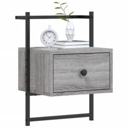 Berkfield Home Decorative Bedside Cabinet Wall-mounted Grey Sonoma 35x30x51 cm E - Size: 35 x 30 x 51 cm - thumbnail 4