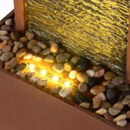 Teamson Home Large Outdoor Straight Water Feature, Modern Waterfall Effect with LED Lights, Red Rock - thumbnail 5