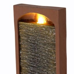 Teamson Home Large Outdoor Straight Water Feature, Modern Waterfall Effect with LED Lights, Red Rock - thumbnail 6