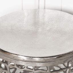 Glasstone Aluminium Fretwork Side Table in Metallic Silver - thumbnail 2