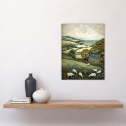 Artery8 Sleepy England By Celia Hapton Quirky Lake District Scene Rolling Hills Grazing Sheep Unframed Wall Art Print Poster Home Decor Premium - thumbnail 4