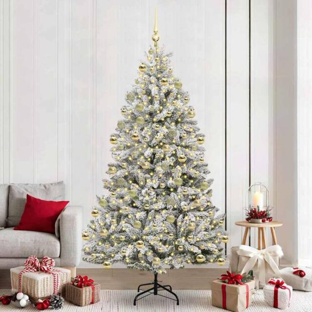 Berkfield Home Artificial Christmas Tree Green & White 210 cm PVC & Metal - image 1