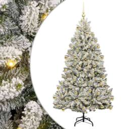 Berkfield Home Artificial Christmas Tree Green & White 210 cm PVC & Metal - thumbnail 2