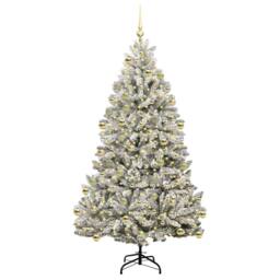 Berkfield Home Artificial Christmas Tree Green & White 210 cm PVC & Metal - thumbnail 3