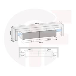Mex Furniture LTD TV Unit Nova 200cm - Black with Gloss Doors & LED Lights - thumbnail 8